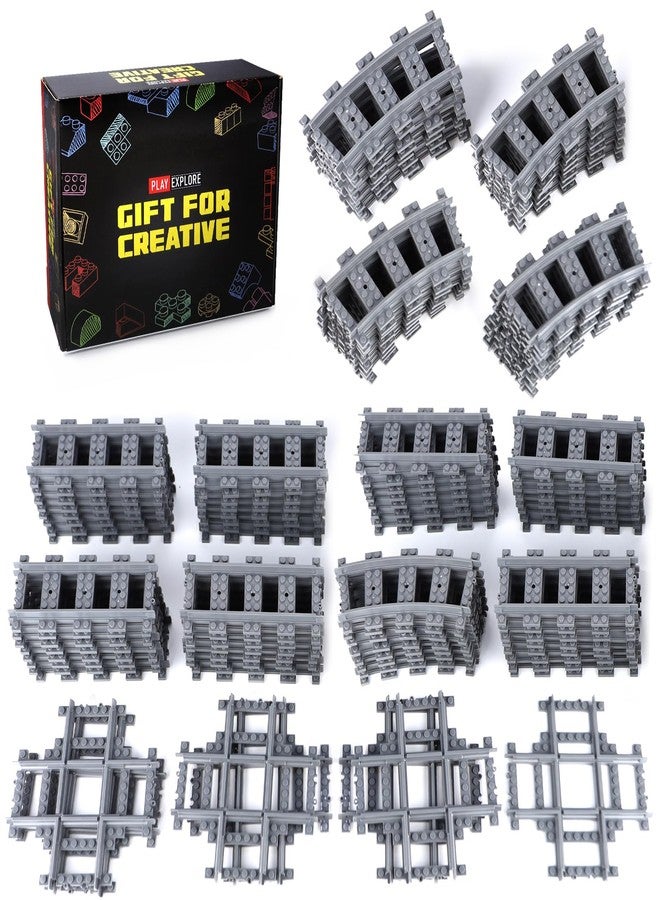MOCBROPCS 103pcs-City Train Tracks Extension Accessory Set, Compatible with Major City Train Sets 60205 60238, Railroad Building Toy for Kids, Gift for Train Enthusiasts-40 Curved 56 Straight 7 Crossing Rails - Image 1